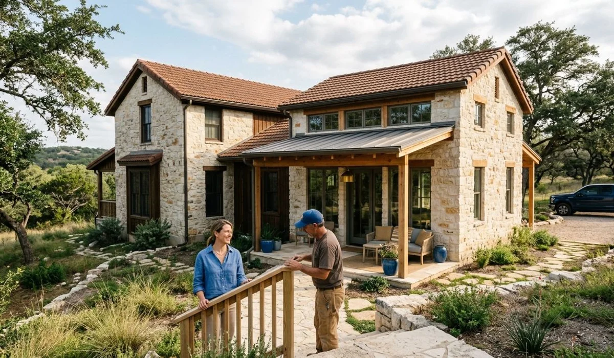 Completed home addition blended with the original house, authentic, natural light