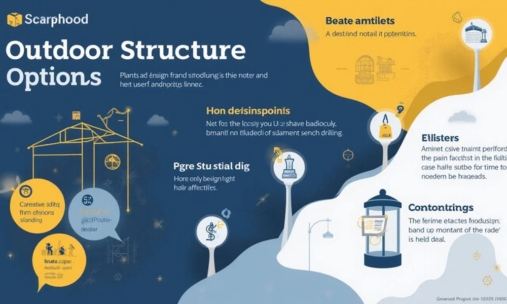 Outdoor structure options callout, brand navy and gold